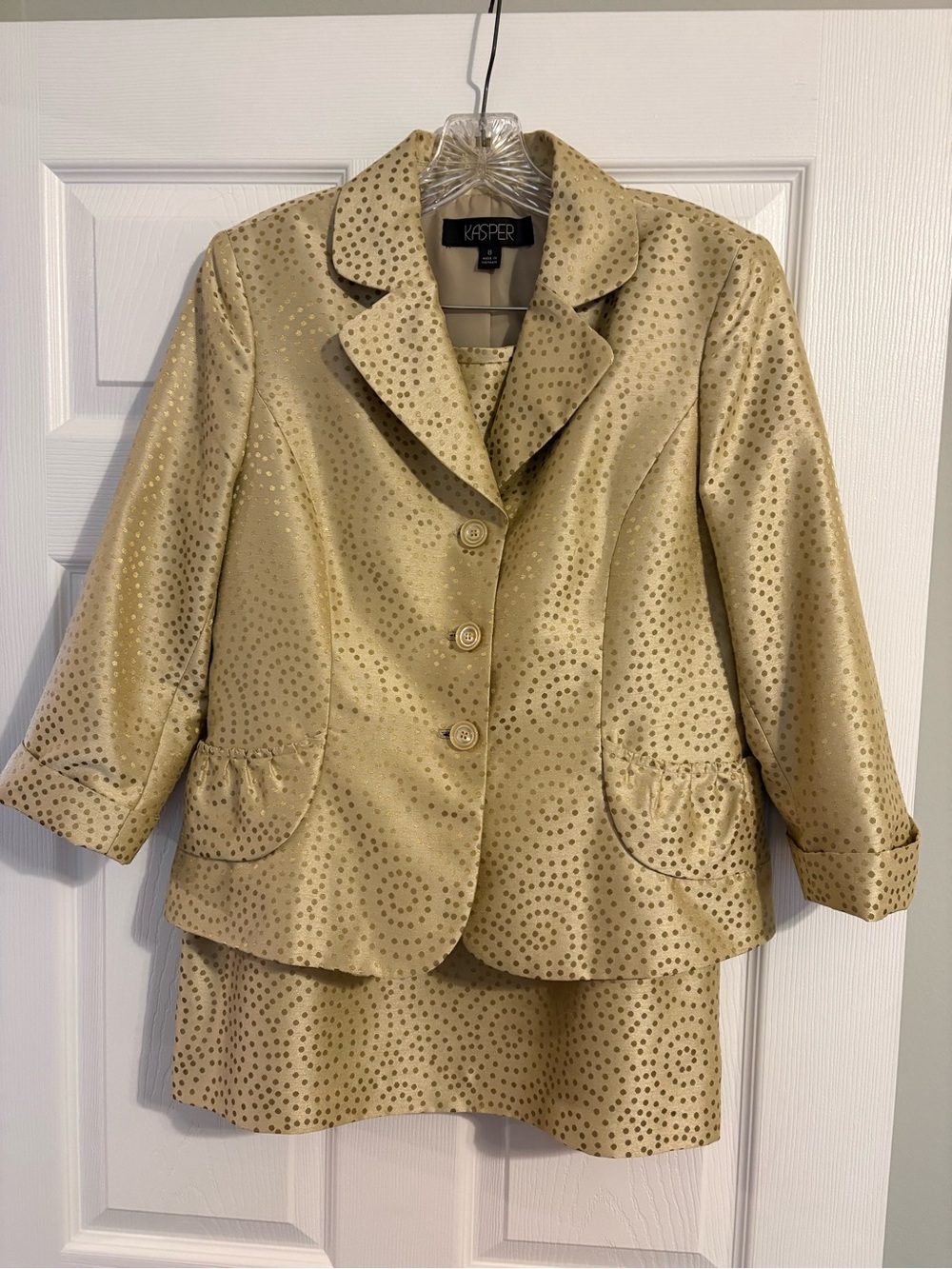 Kasper Women's Gold Metallic Dot-Pattern Blazer